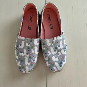 TOMS Alpargata Lovable Llama Print Gray‎ Flats Shoes Size 7 Wide